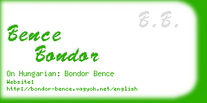 bence bondor business card